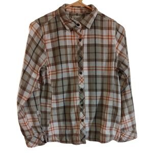 CE Schmidt Workwear Womens Shirt Flannel Button Up Plaid Brown Red Size‎ Small
